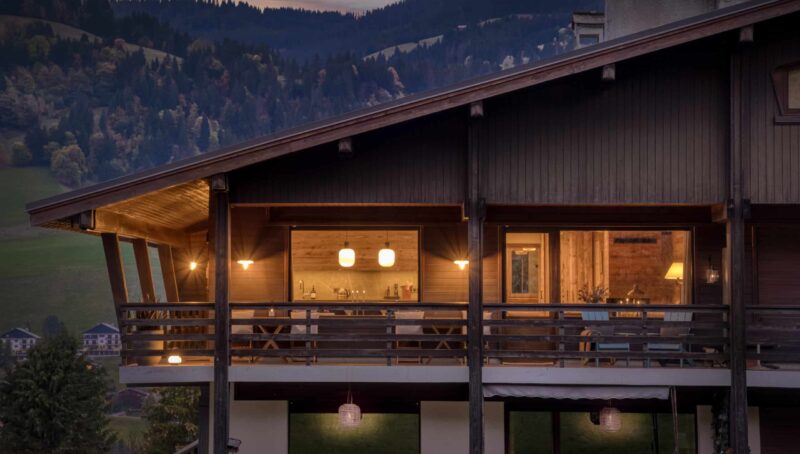 de franske alper chalet aften nat