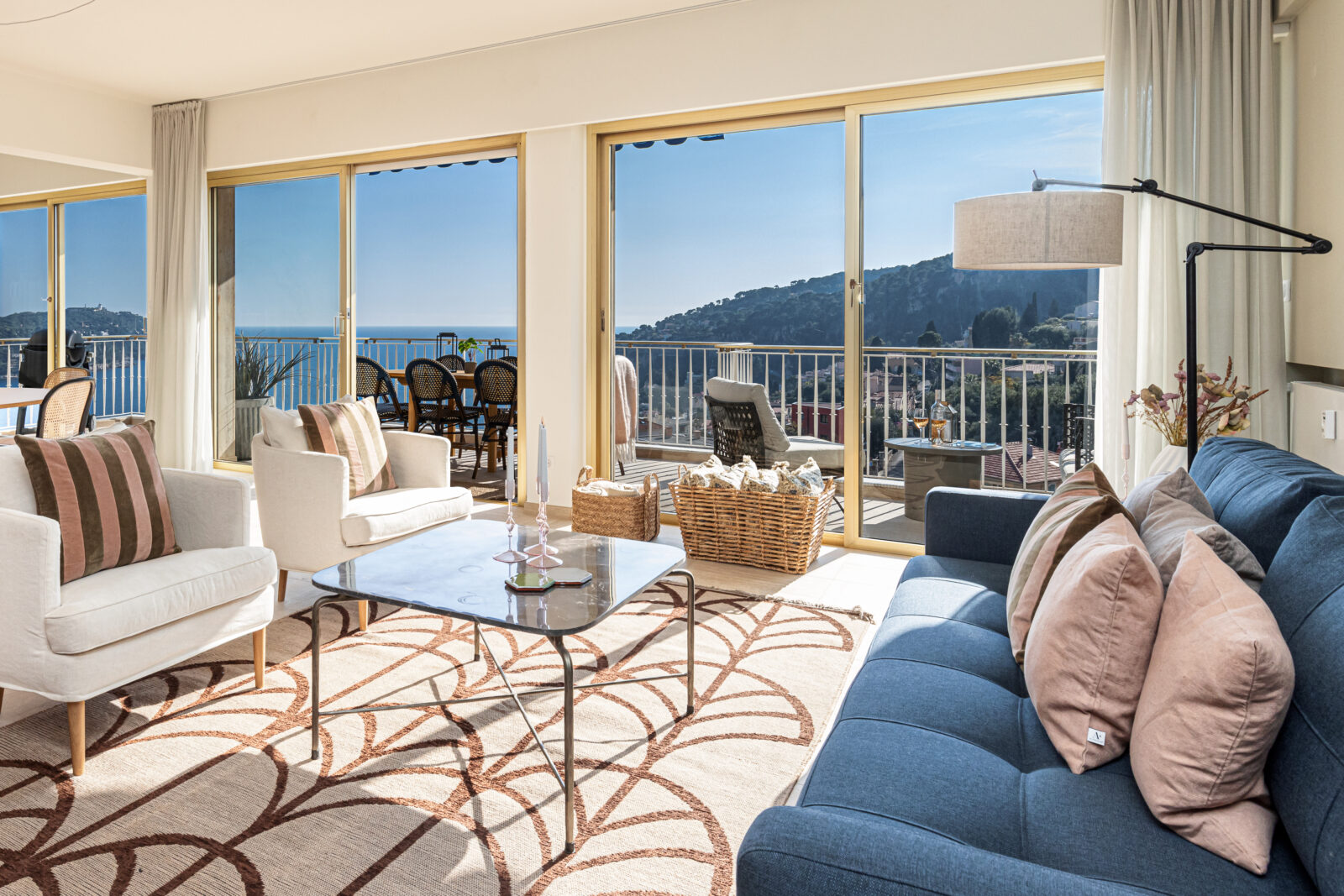 Villefranche-sur-Mer feriebolig stue udsigt