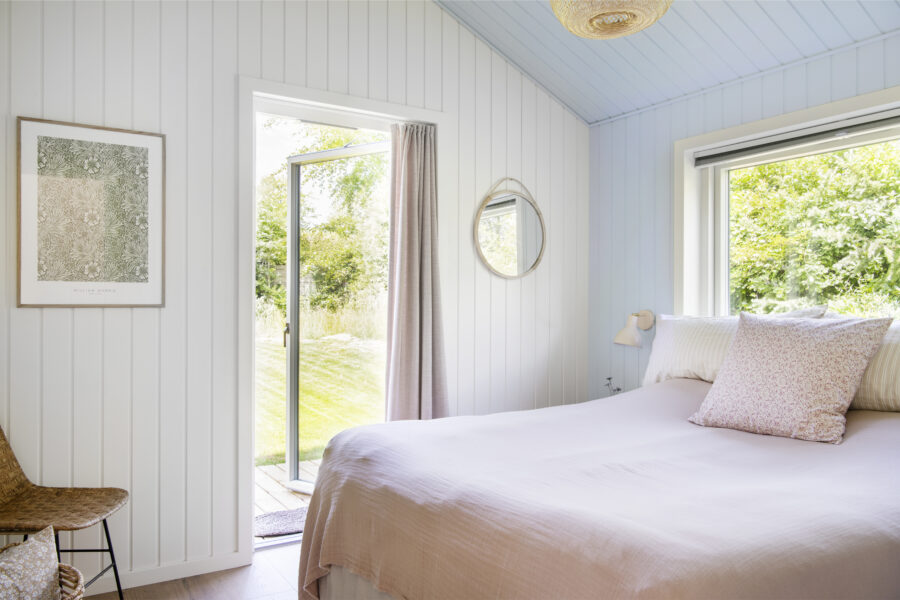 Sommerhusets blå soveværelse